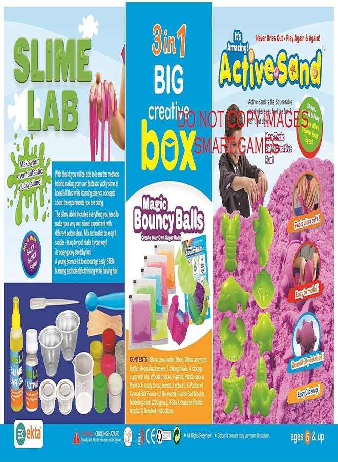 MKY® 3 in 1 Big Creative Box Slime Lab, Magic Bouncy Balls, and Active Sand Sea Creatures - Image 2
